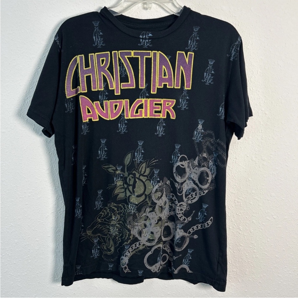 VTG Rare Christian Audigier Black Roses 1958 Los Angeles T-Shirt Med Made In USA